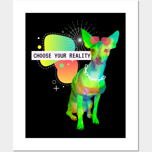 Chihuahua Reality Vaporwave Party Techno Glitch Wall Art by Maggini Art